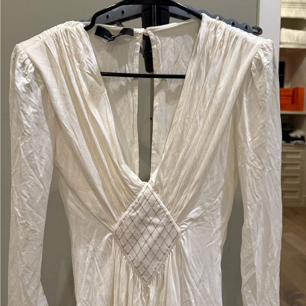 ELISABETTA FRANCHI Elegant White Long Sleeve Dress